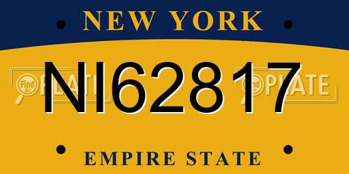 NI62817 New York License Plate