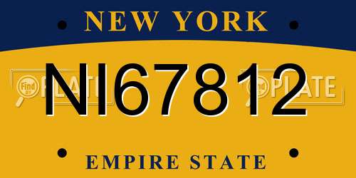 NI67812 New York License Plate