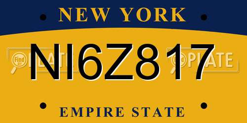 NI6Z817 New York License Plate