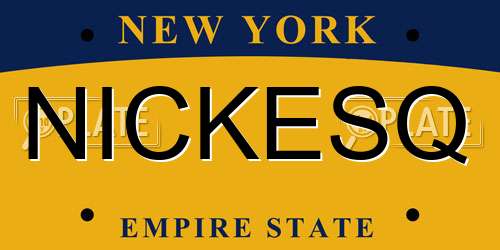 NICKESQ New York License Plate