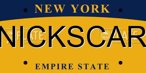 NICKSCAR New York License Plate