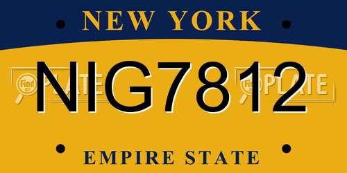 NIG7812 New York License Plate