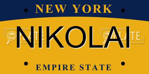 NIKOLAI New York License Plate