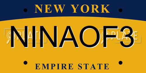 NINAOF3 New York License Plate