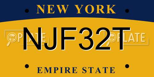 NJF32T New York License Plate