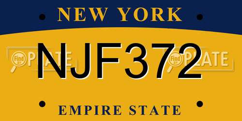 NJF372 New York License Plate