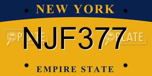 NJF377 New York License Plate