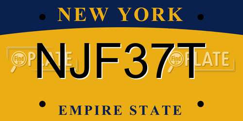 NJF37T New York License Plate