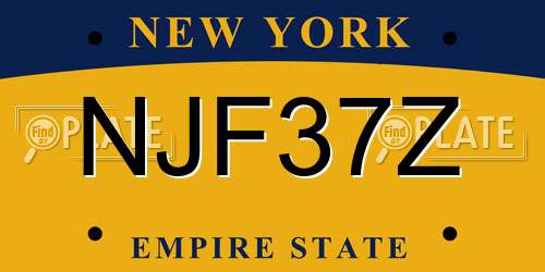 NJF37Z New York License Plate