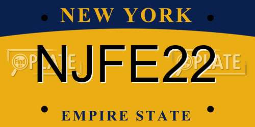 NJFE22 New York License Plate