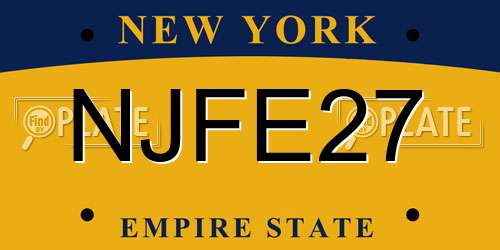 NJFE27 New York License Plate