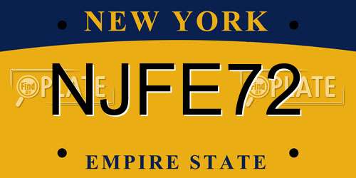 NJFE72 New York License Plate