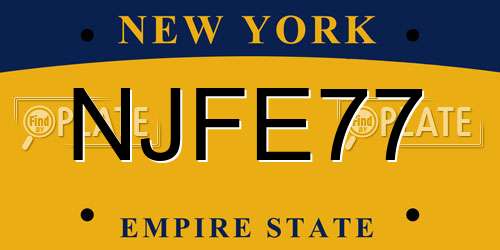 NJFE77 New York License Plate