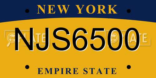 NJS6500 New York License Plate