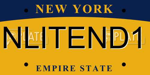 NLITEND1 New York License Plate