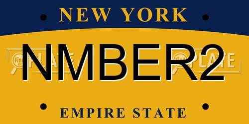 NMBER2 New York License Plate
