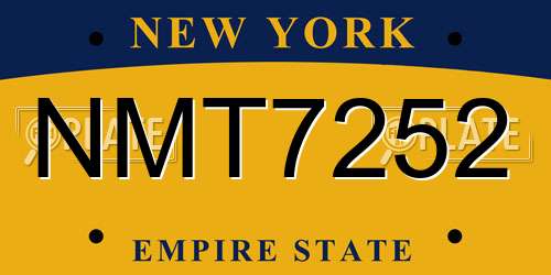 NMT7252 New York License Plate