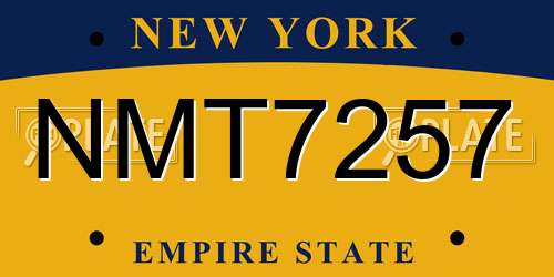 NMT7257 New York License Plate