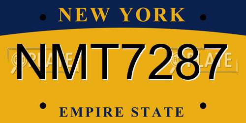 NMT7287 New York License Plate