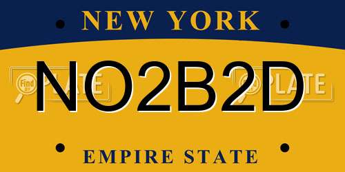 NO2B2D New York License Plate
