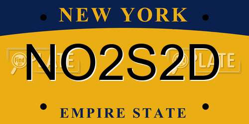 NO2S2D New York License Plate