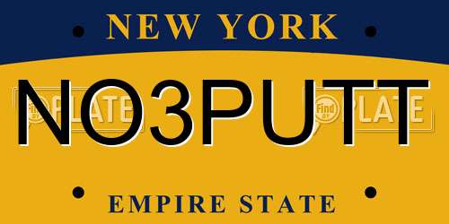 NO3PUTT New York License Plate