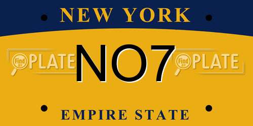 NO7 New York License Plate