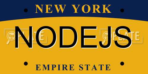 NODEJS New York License Plate