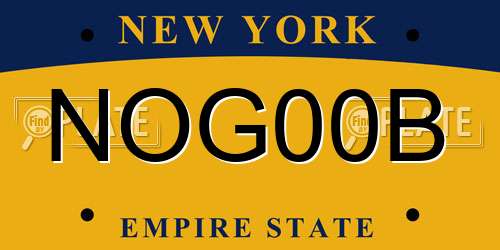 NOG00B New York License Plate