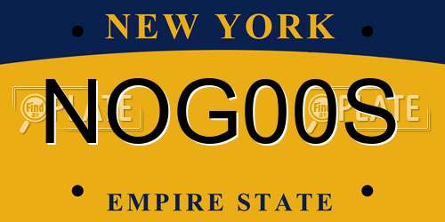 NOG00S New York License Plate