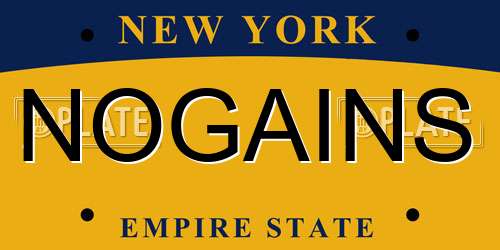 NOGAINS New York License Plate