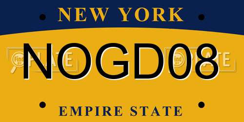 NOGD08 New York License Plate