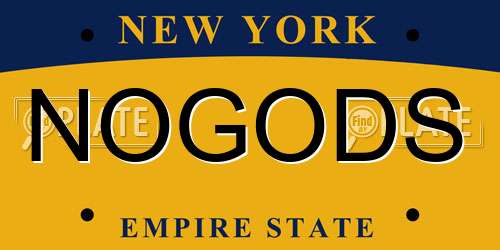 NOGODS New York License Plate
