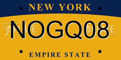 NOGQ08 New York License Plate