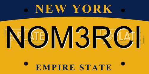 NOM3RCI New York License Plate