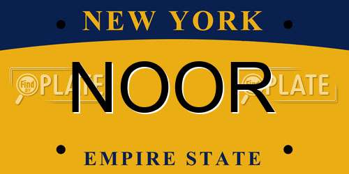 NOOR New York License Plate