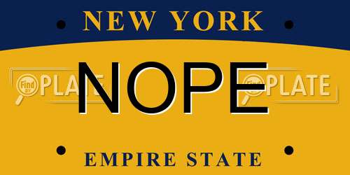 NOPE New York License Plate