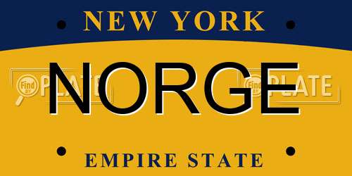 NORGE New York License Plate