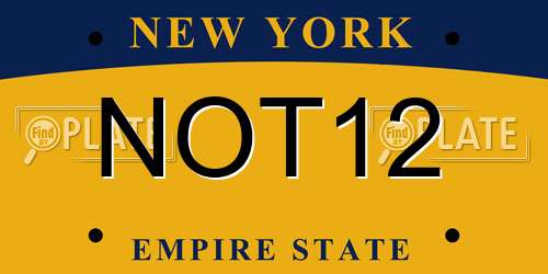 NOT12 New York License Plate