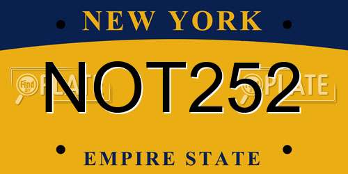 NOT252 New York License Plate
