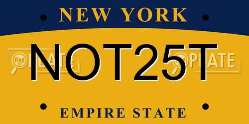 NOT25T New York License Plate