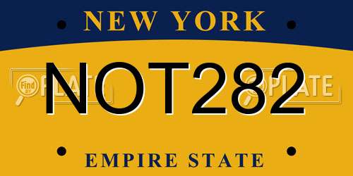 NOT282 New York License Plate