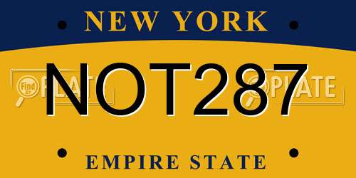 NOT287 New York License Plate