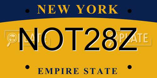 NOT28Z New York License Plate