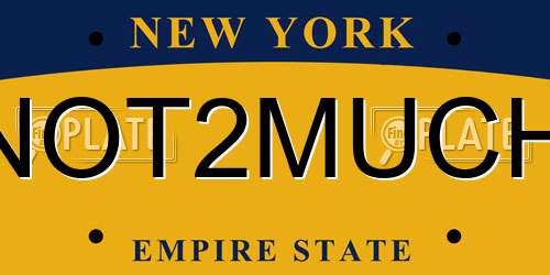 NOT2MUCH New York License Plate