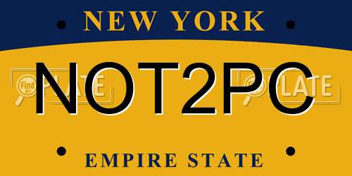 NOT2PC New York License Plate