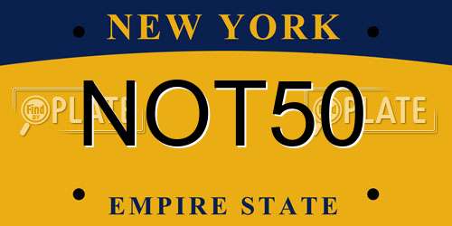 NOT50 New York License Plate