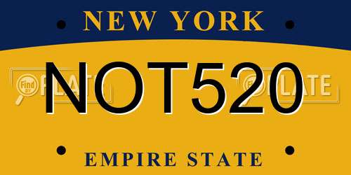 NOT520 New York License Plate