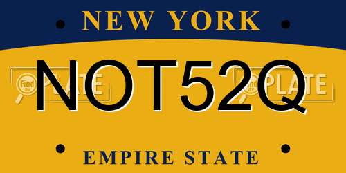 NOT52Q New York License Plate