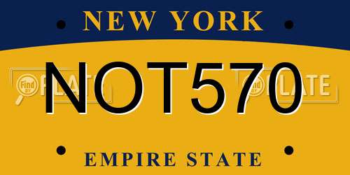 NOT570 New York License Plate